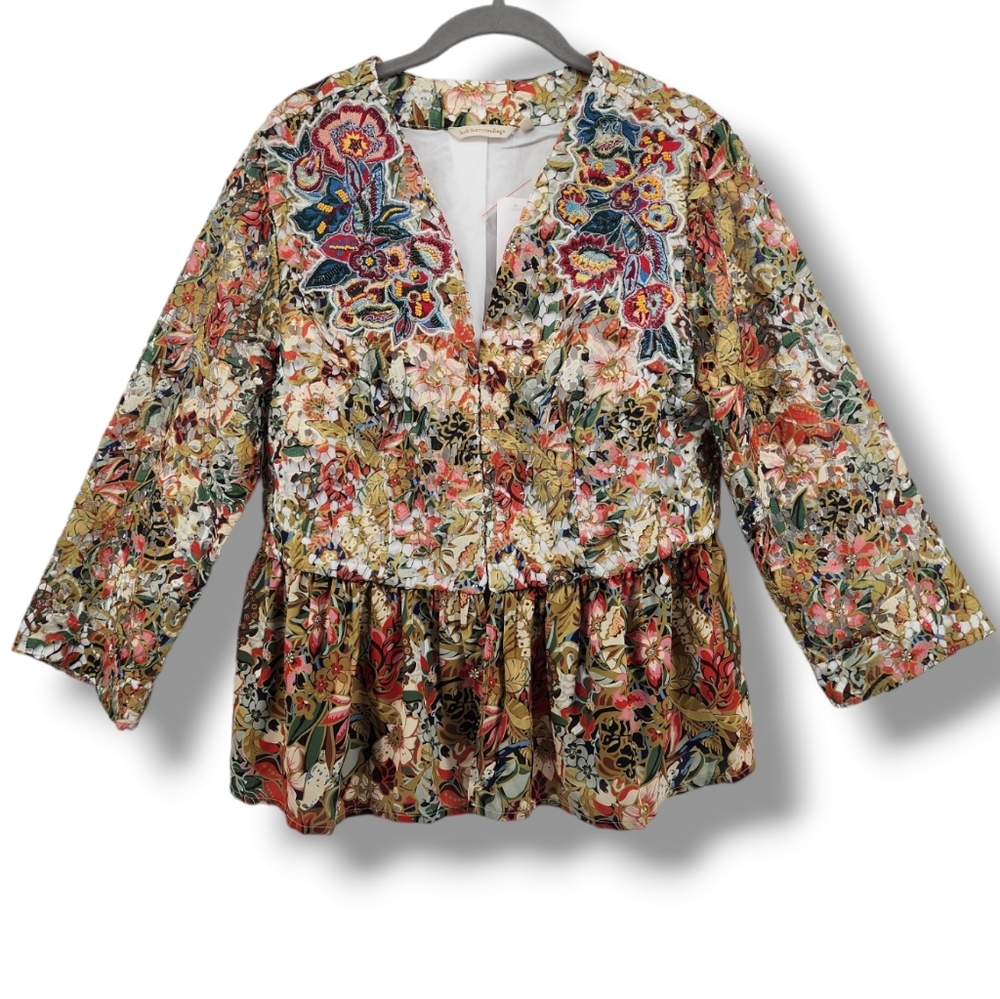 Soft Surroundings Multicolor Boho Lasercut Beaded Ariege Jacket New Med… - Picture 2 of 16